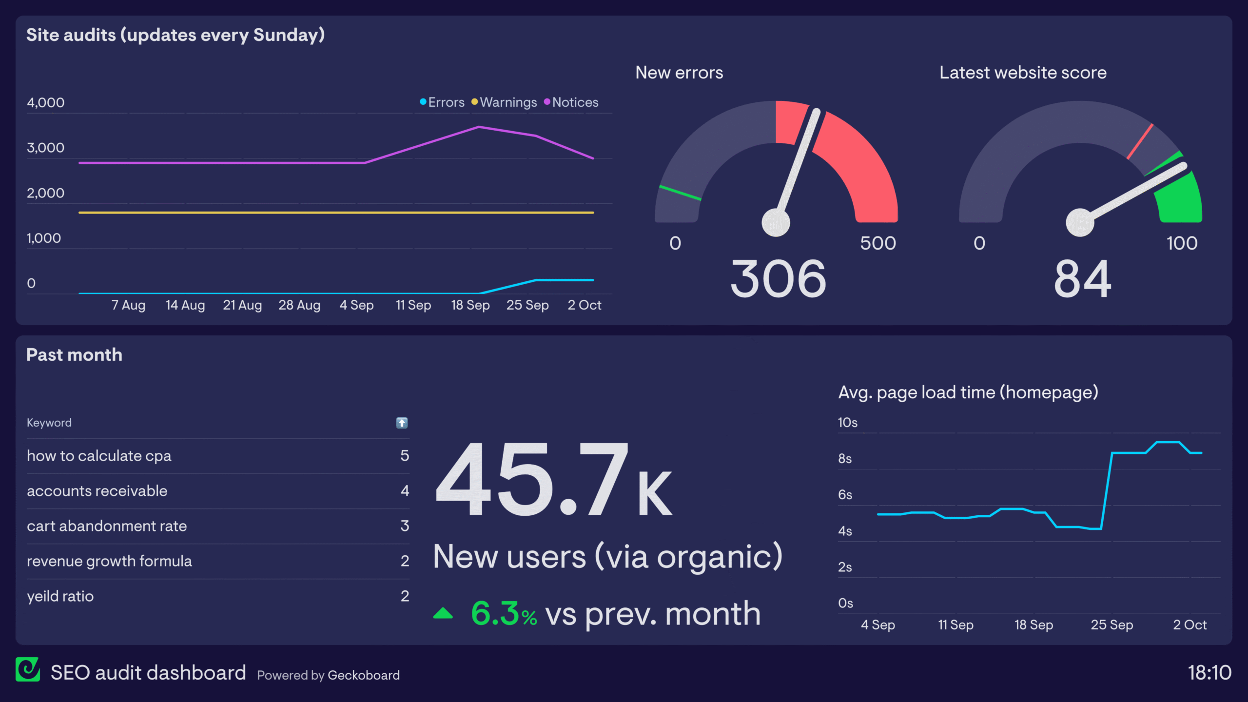 seo audit dashboard